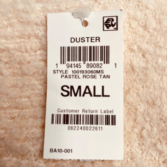 Women's Boucle long, open-front duster cardigan, in PASTEL ROSE TAN size S - Picture 10 of 12